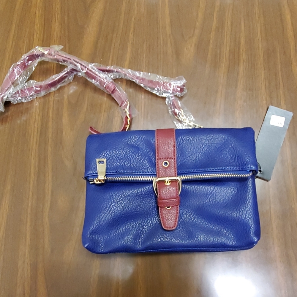 Blue and red purse